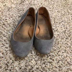 Grey suede ballet flats